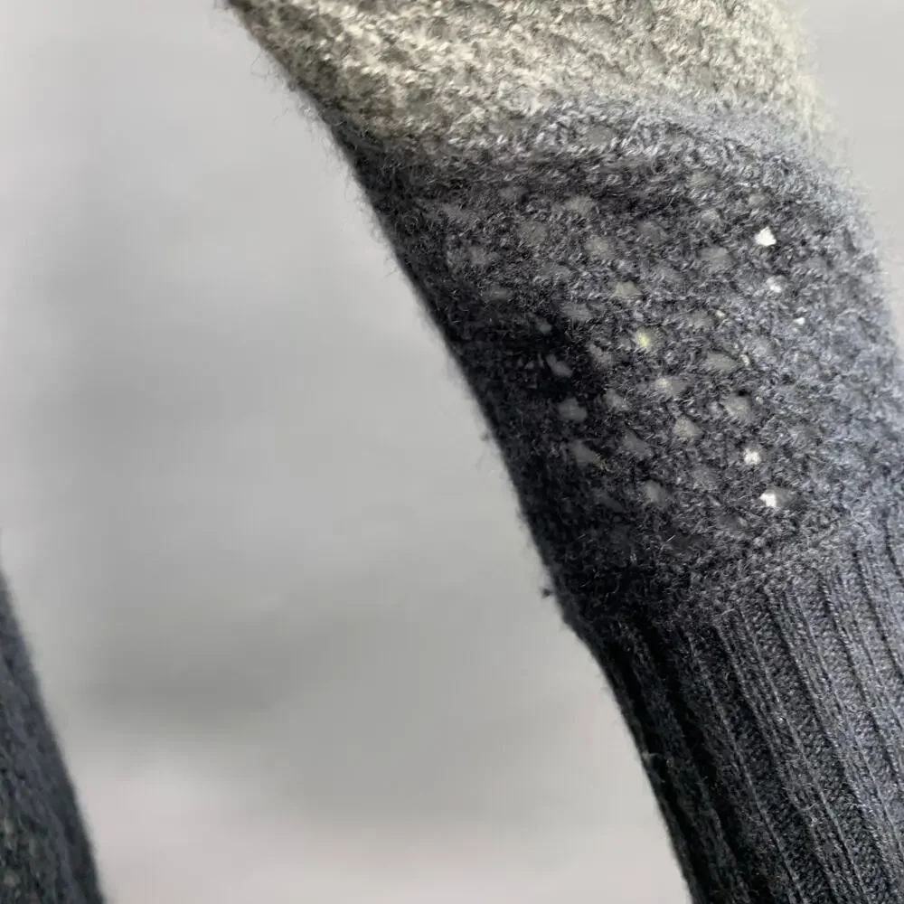 KOKUN Size XS Grey Navy Cashmere Ombre Open Knit Pullover